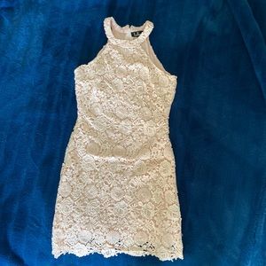 Lulus Love Poem Lace mini shift dress blush pink floral